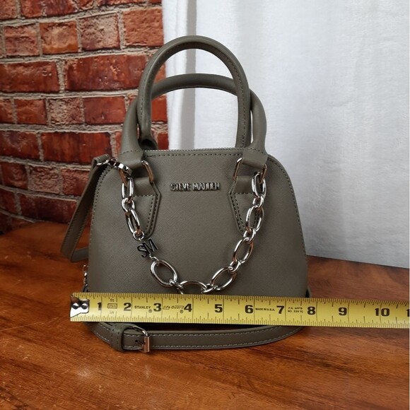 Steve Madden Green Satchel with Structured Shape and Chain Detail - Picture 11 of 16